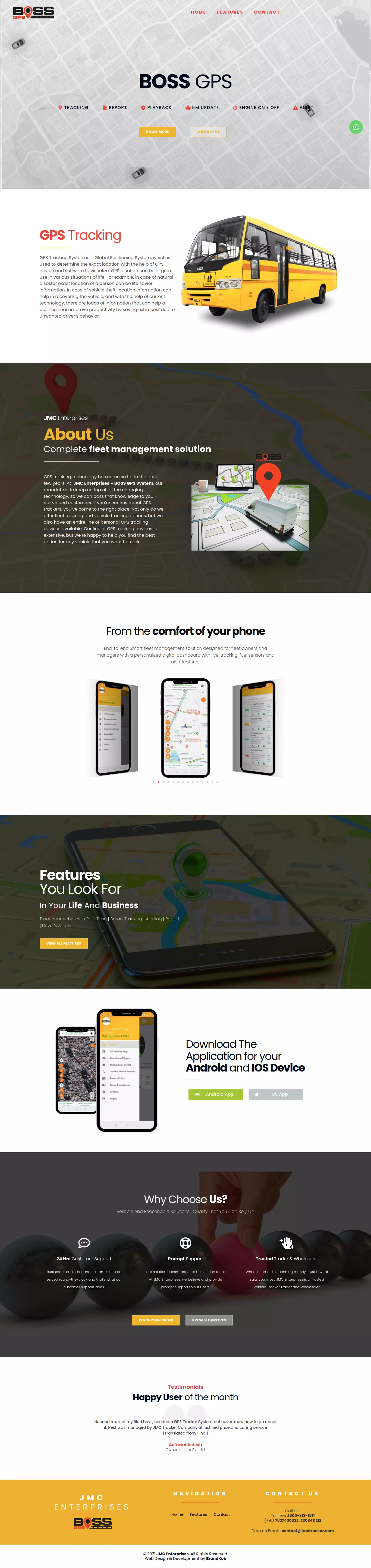 Website Design of GPS Tracker Company - JMC Tracker - BrandKob Portfolio Image