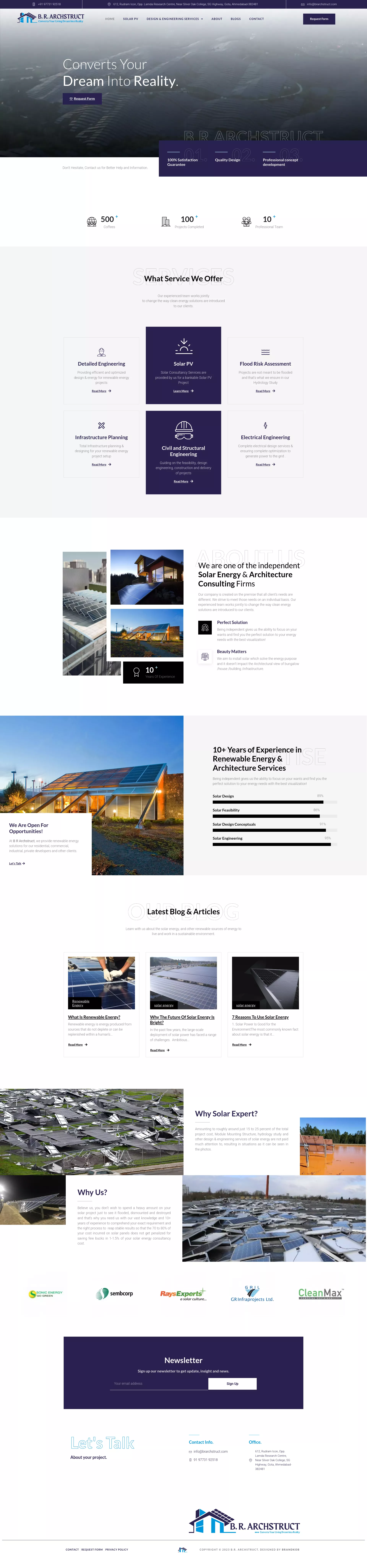 Website Design and Development of a Solar Energy Consultancy - B.R. Archstruct - BrandKob Portfolio Image