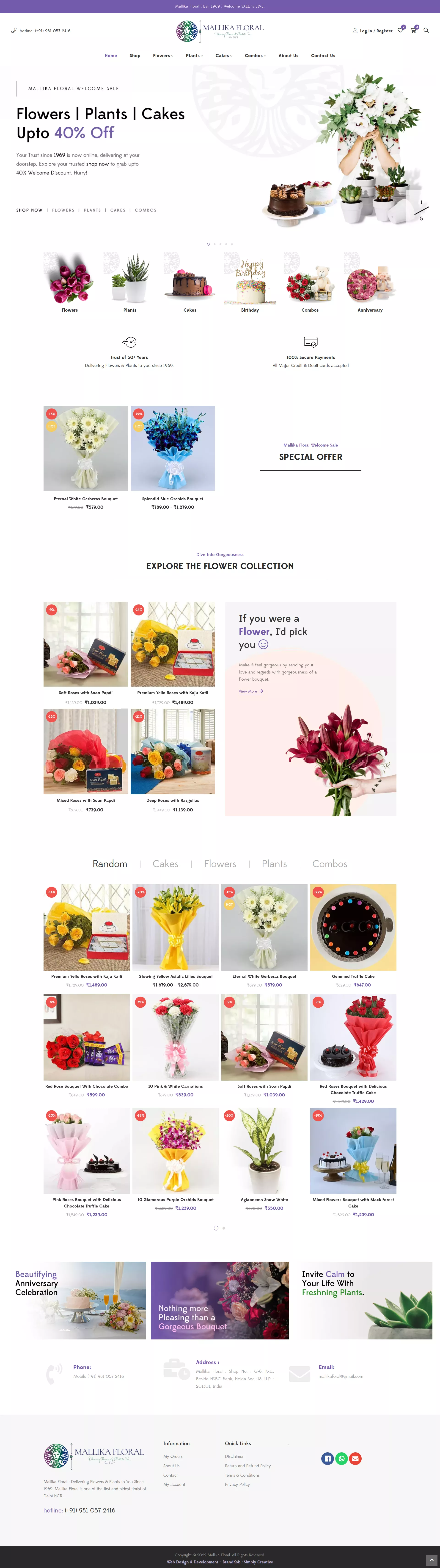 Website Design and Development of a Florist - Malika Floral - BrandKob Portfolio Image