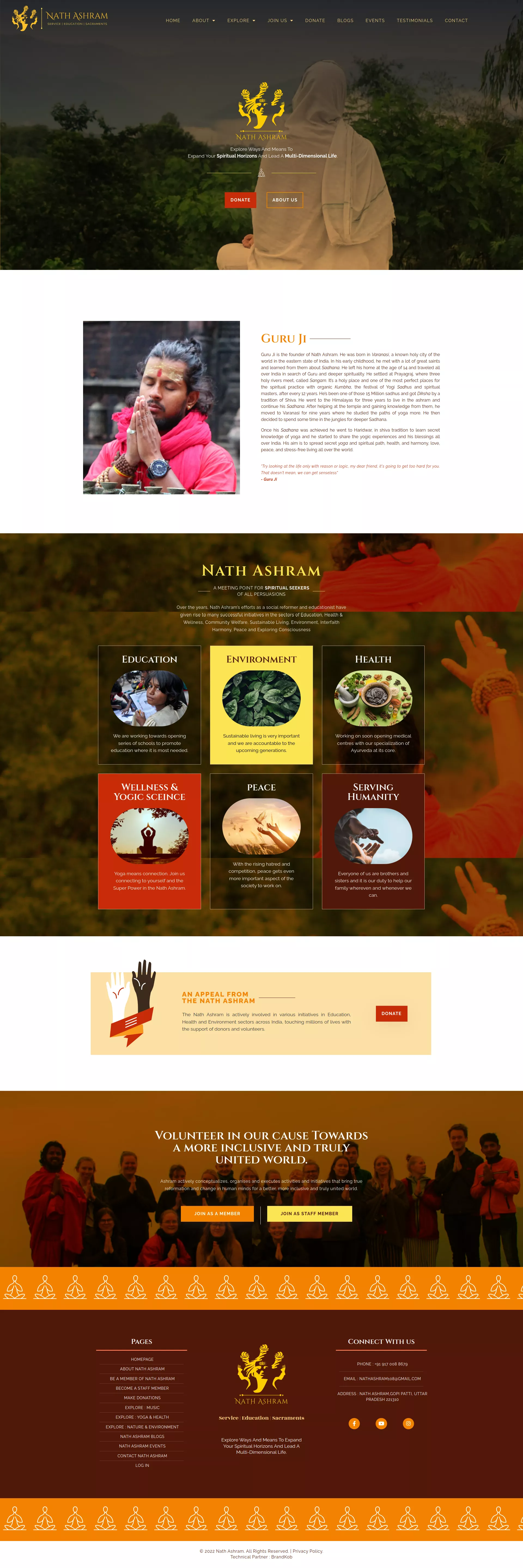 Website Design and Development of a Spiritual NGO - Nath Ashram - BrandKob Portfolio Image