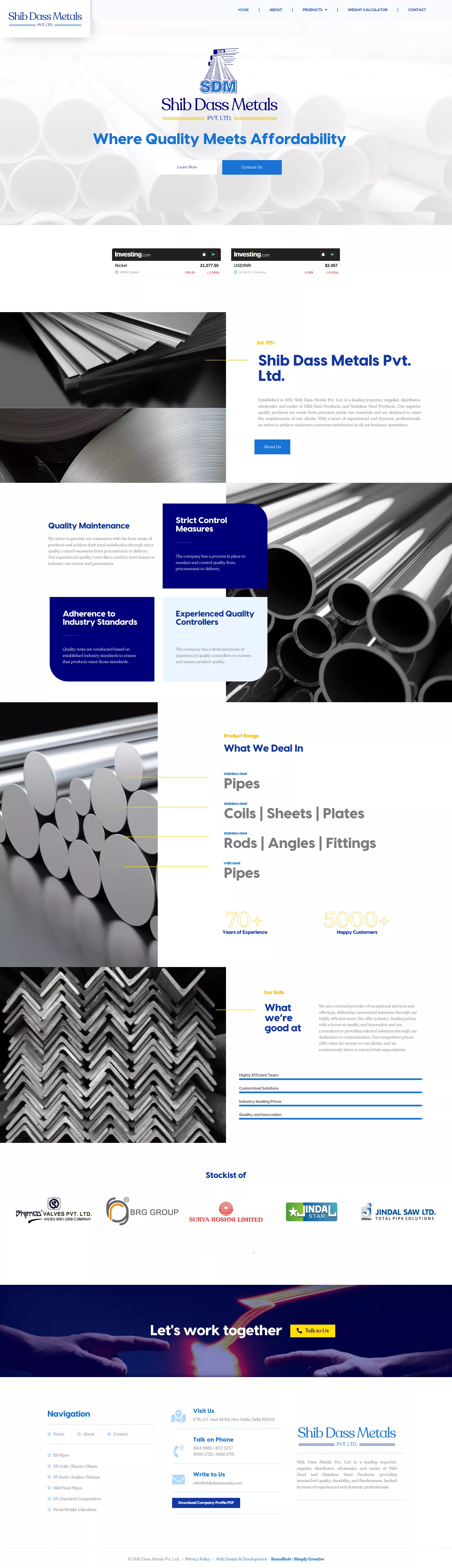 Website Design and Development of Industrial Traders- Shib Dass Metals - BrandKob Portfolio Image