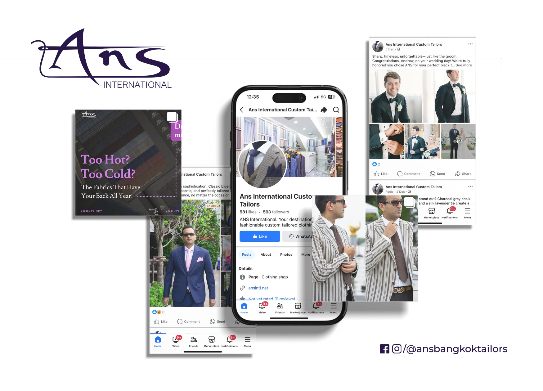 Social Media Management of Bangkok Tailoring Excellence - ANS International - BrandKob Portfolio Image