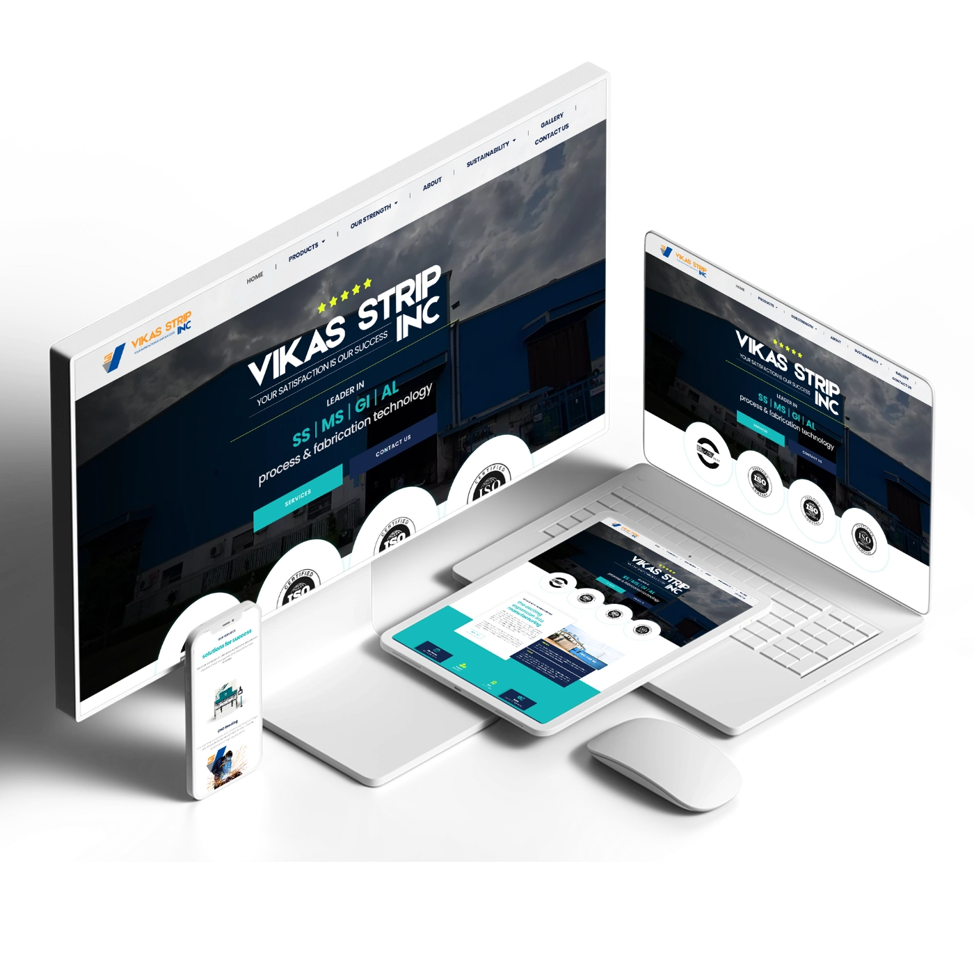 Website Design and Development of Industrial Manufacturer- Vikas Strip INC - BrandKob Portfolio Image