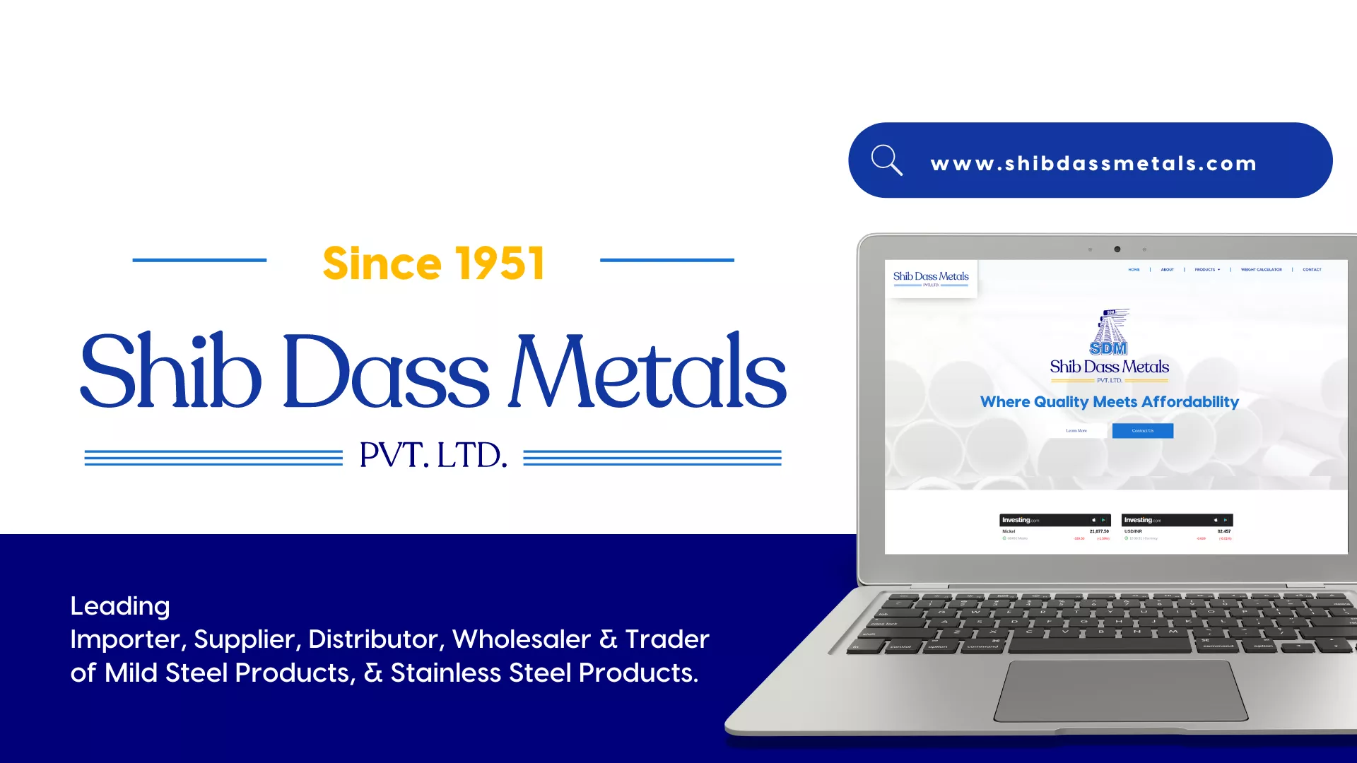 Website Design and Development of Industrial Traders- Shib Dass Metals - BrandKob Portfolio Image