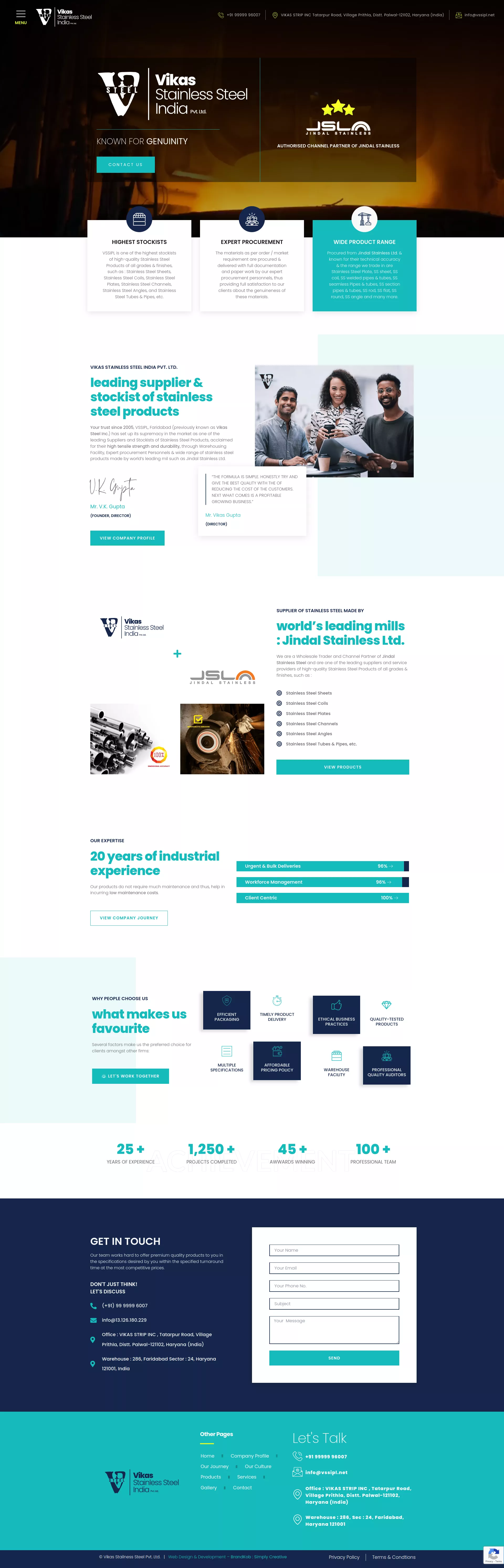 Website Design and Development of Industrial Traders- Vikas Stainless Steel - BrandKob Portfolio Image