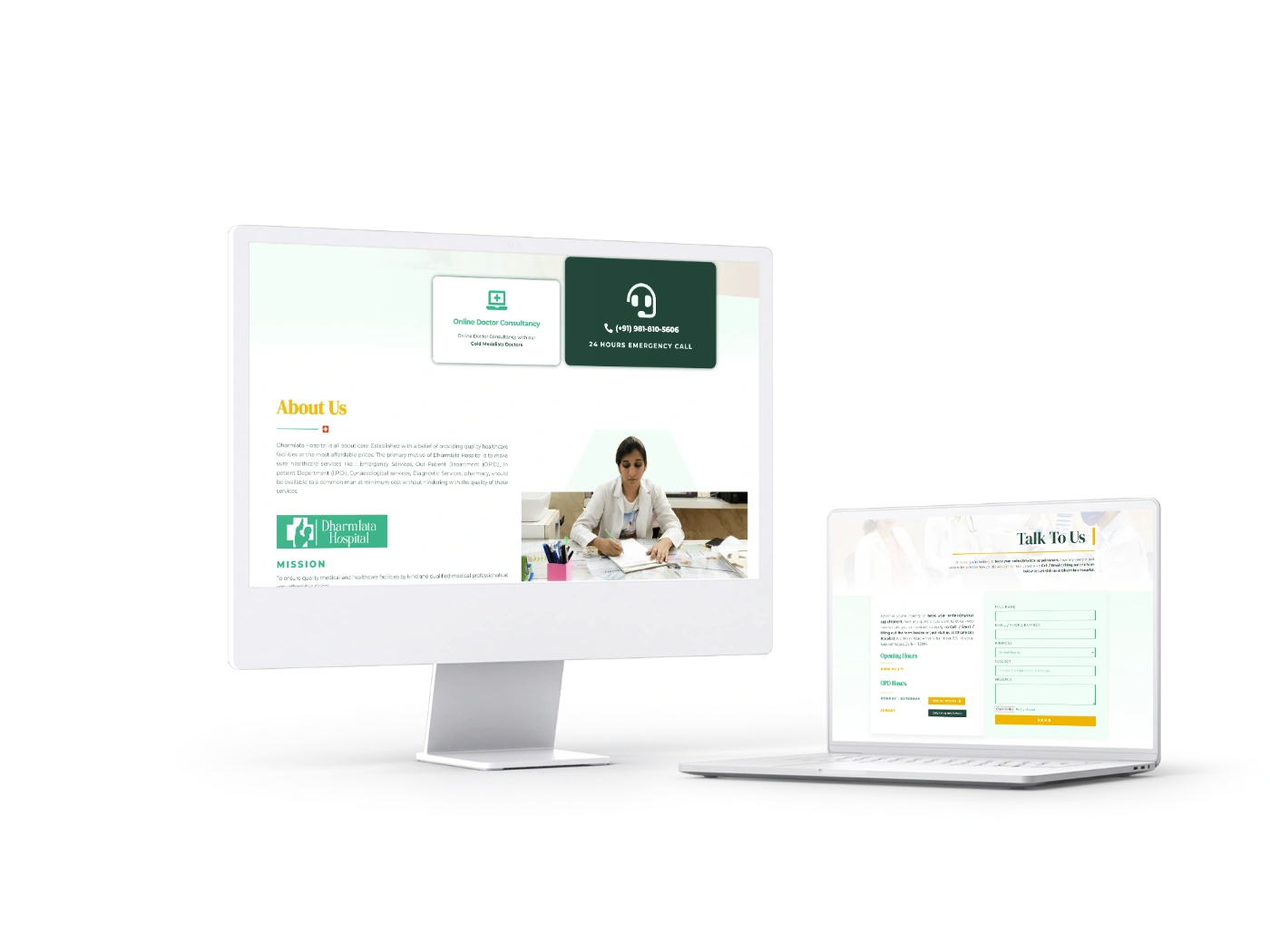 Website Design and Development of a Charitable Hospital - Dharmlata Hospital - BrandKob Portfolio Image