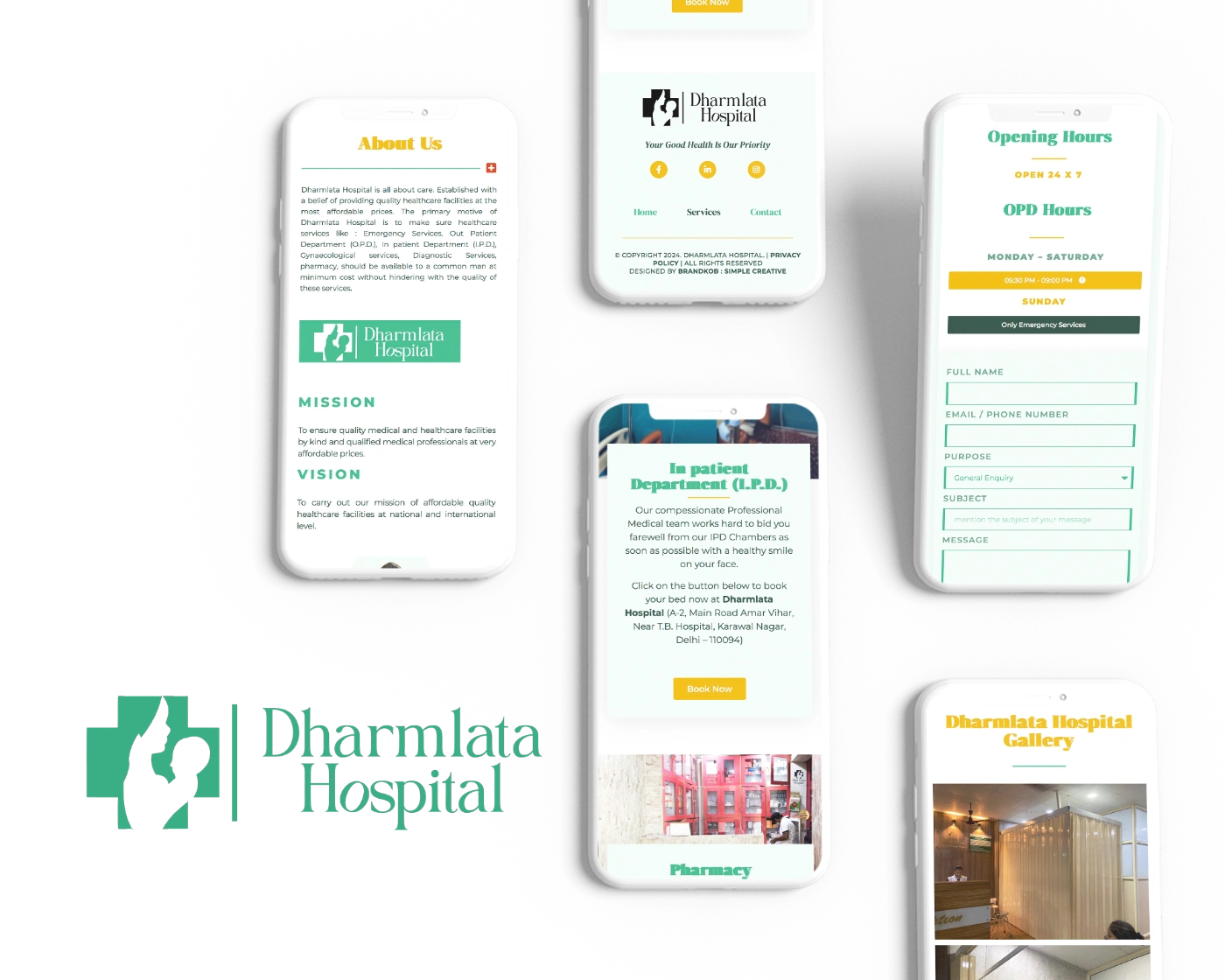 Website Design and Development of a Charitable Hospital - Dharmlata Hospital - BrandKob Portfolio Image