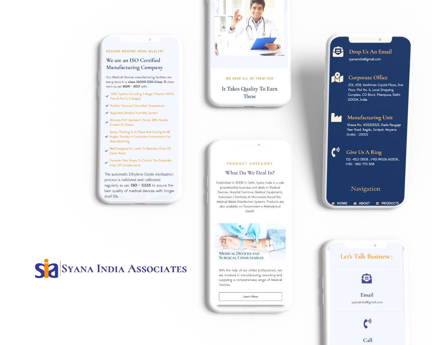 Website Design and Development of a Healthcare Products Brand - Syana India Associates - BrandKob Portfolio Image