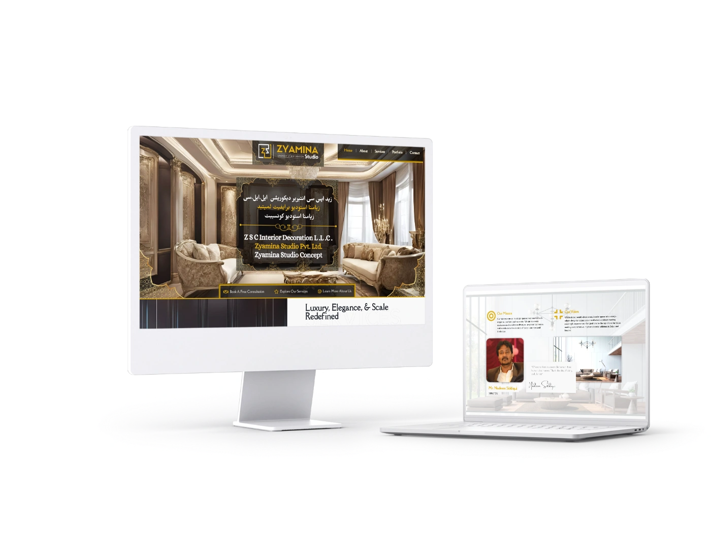 Website Design and Development of a Interior Designer - ZSC Interior Decorators - Dubai - BrandKob Portfolio Image