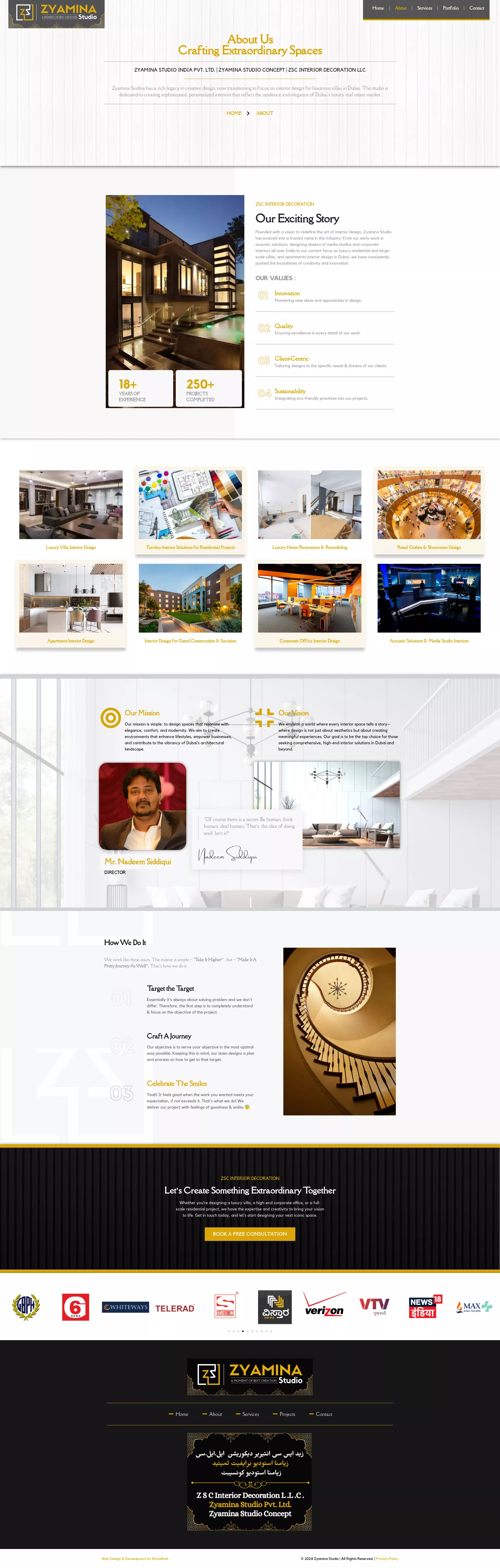 Website Design and Development of a Interior Designer - ZSC Interior Decorators - Dubai - BrandKob Portfolio Image