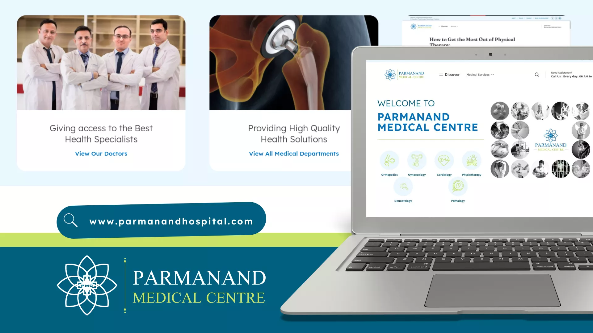 Website Design and Development of a Medical Centre - Parmanand Medical Centre - BrandKob Portfolio Image