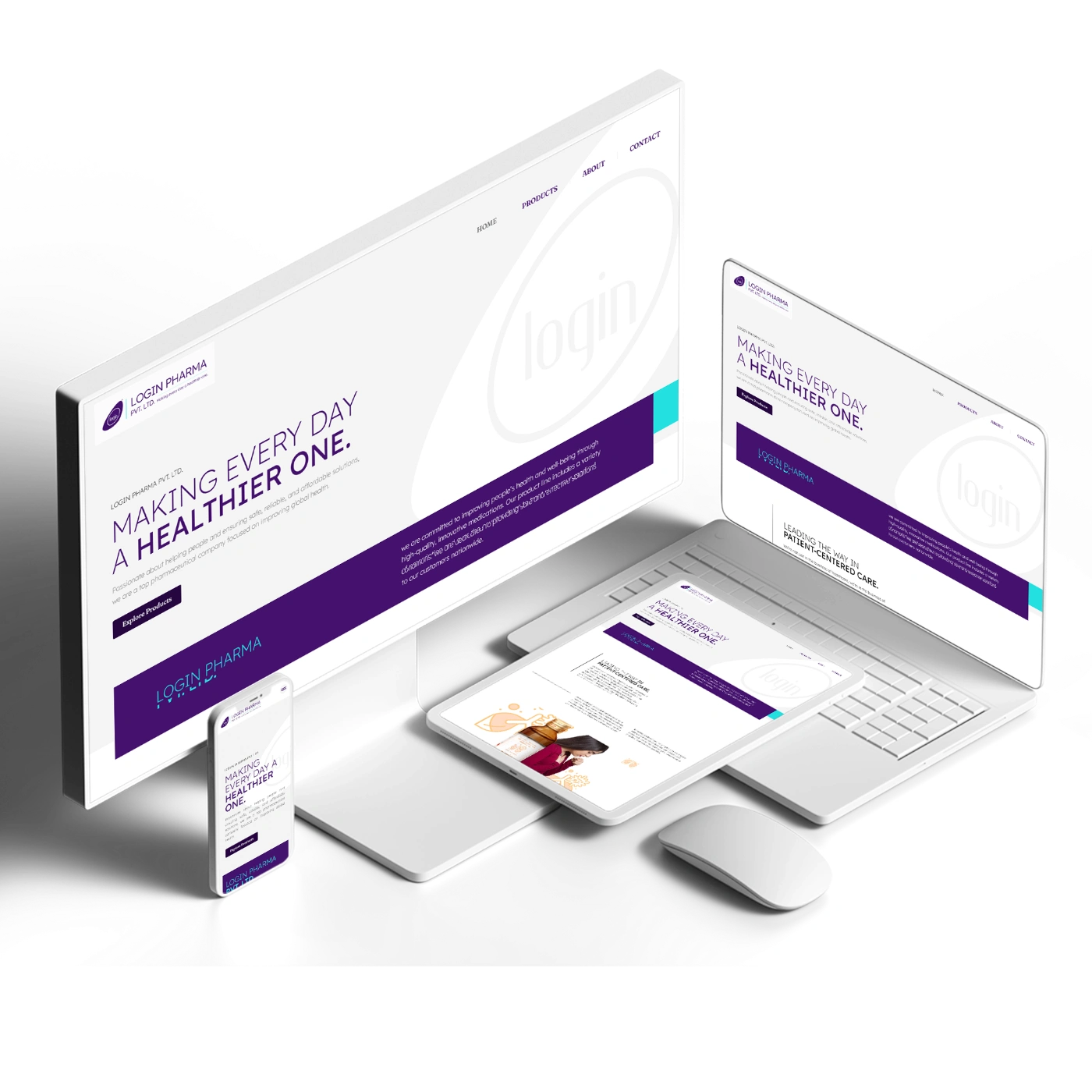 Website Design and Development of a Medicine Brand - Login Pharma - BrandKob Portfolio Image 01