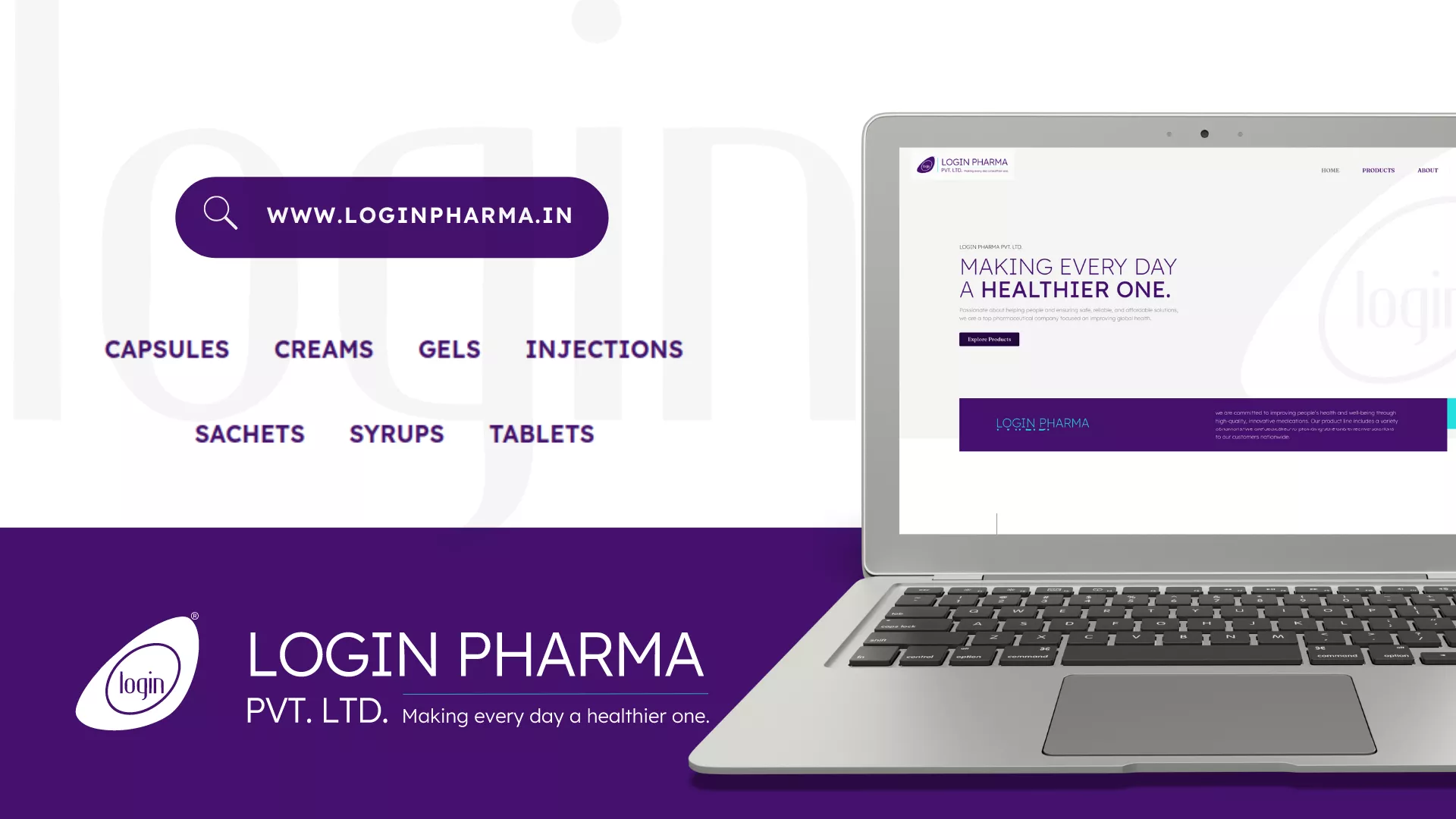 Website Design and Development of a Medicine Brand - Login Pharma - BrandKob Portfolio Image 01