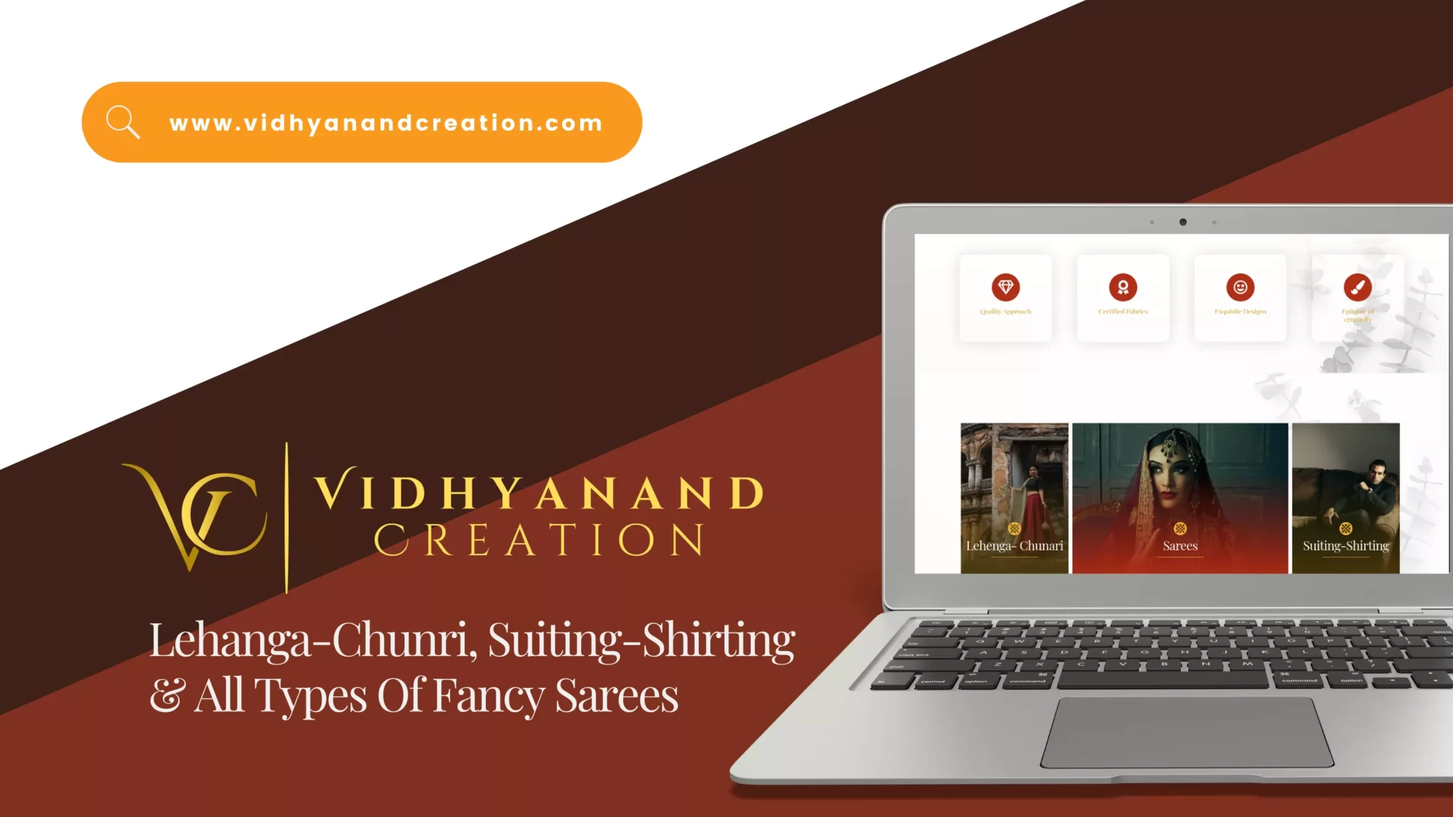 Website Design and Development of a Traditional Indian Clothing Brand - Vidhyanand Creation - BrandKob Portfolio Image