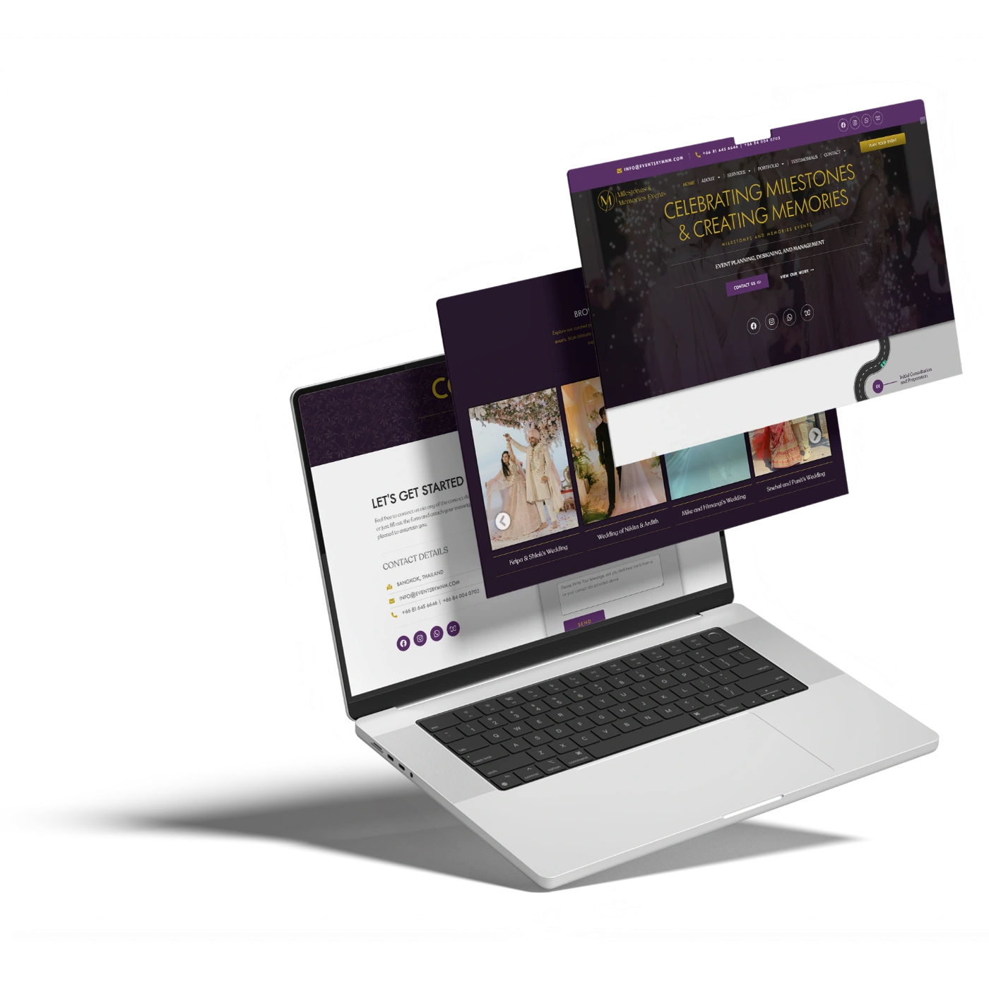 Website Design and Development of an Event Planning Company - Milestones & Memories Events - BrandKob Portfolio Image