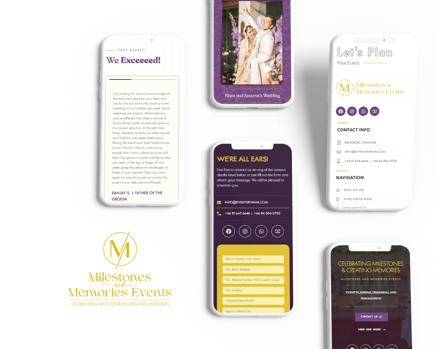 Website Design and Development of an Event Planning Company - Milestones & Memories Events - BrandKob Portfolio Image